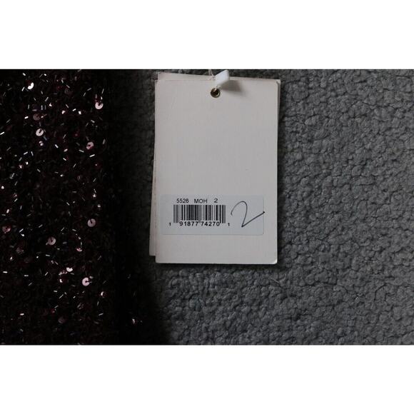 New Mac Duggal Dress 2 Red Burgundy Sleeveless Sequined Midi Sheath 5526 - Picture 6 of 11
